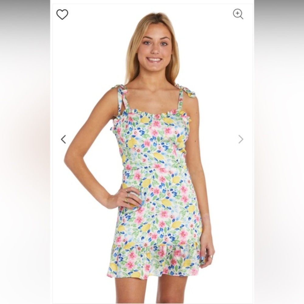 NWT Lemon Morgan & Co 1361 Short Lemon Floral Print Cocktail Dress